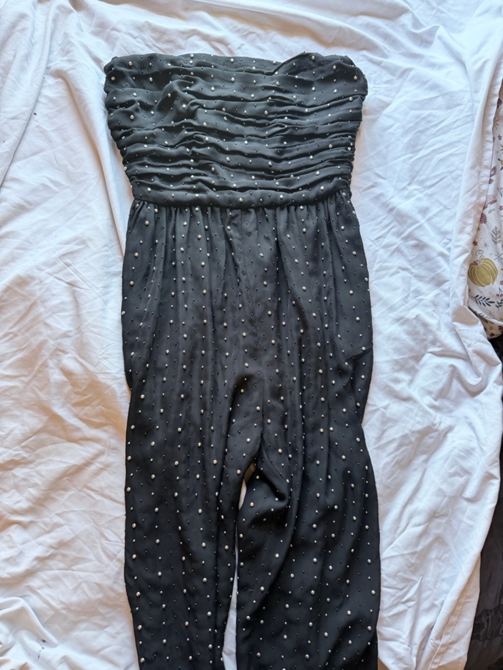Robert Rodriguez Black Strapless Jumpsuit with Pearl Accents size 4